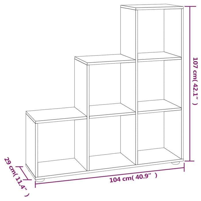 Bibliotecă în trepte, gri beton, 107 cm, lemn compozit - WALTI WALTI