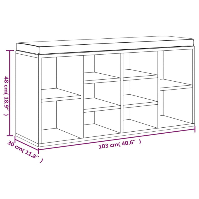 Bancheta pantofar, gri beton, 103x30x48 cm, lemn compozit - WALTI WALTI