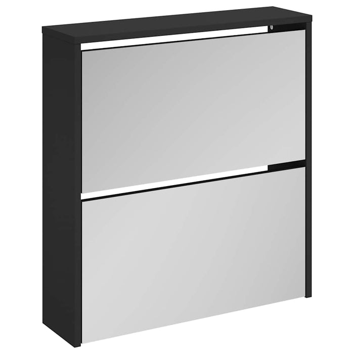 Pantofar cu oglindă, 2 niveluri, negru, 63x17x67 cm - WALTI WALTI