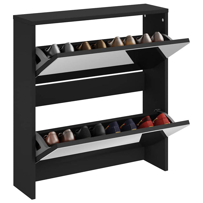 Pantofar cu oglindă, 2 niveluri, negru, 63x17x67 cm - WALTI WALTI