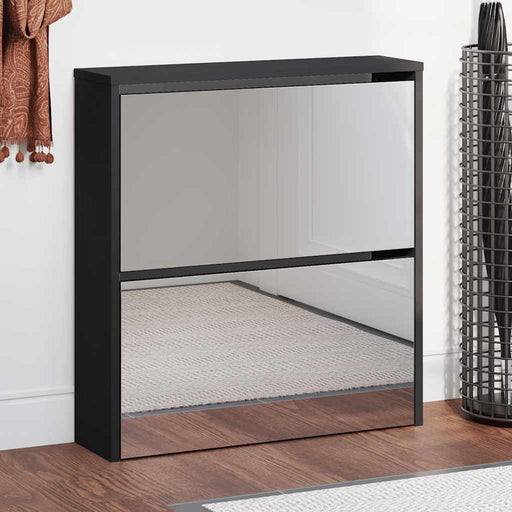 Pantofar cu oglindă, 2 niveluri, negru, 63x17x67 cm - WALTI WALTI