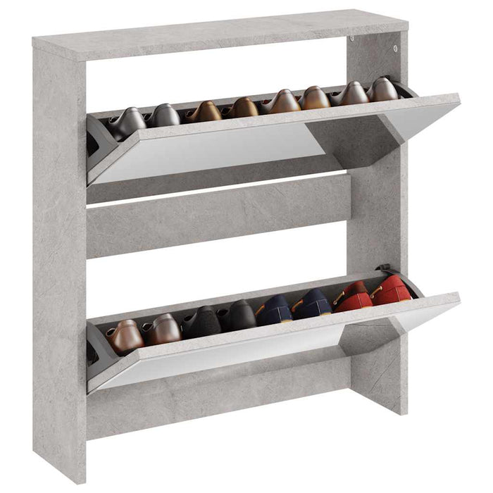 Pantofar cu oglindă, 2 niveluri, gri beton, 63x17x67 cm - WALTI WALTI