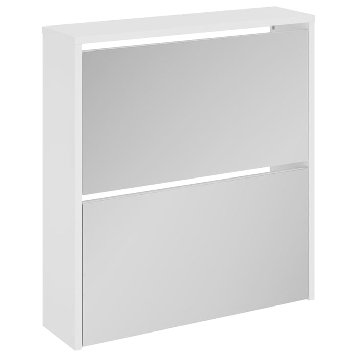 Pantofar cu oglindă, 2 niveluri, alb extralucios, 63x17x67 cm - WALTI WALTI