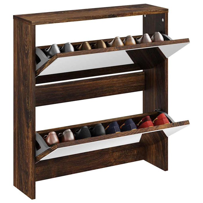 Pantofar cu oglindă, 2 niveluri, stejar fumuriu, 63x17x67 cm - WALTI WALTI