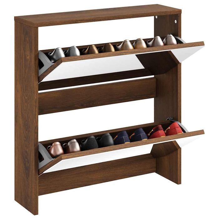 Pantofar cu oglindă, 2 niveluri, stejar maro, 63x17x67 cm - WALTI WALTI