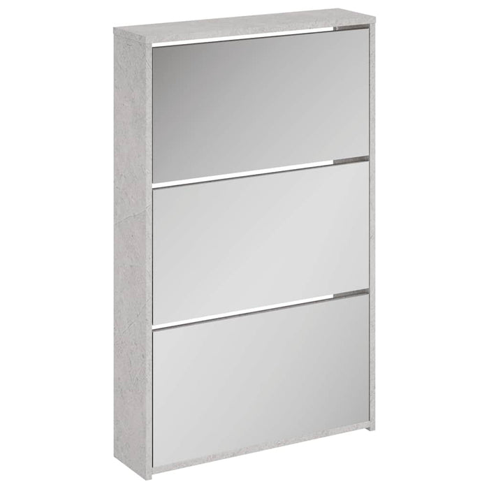 Pantofar cu oglindă, 3 niveluri, gri beton, 63x17x102,5 cm - WALTI WALTI