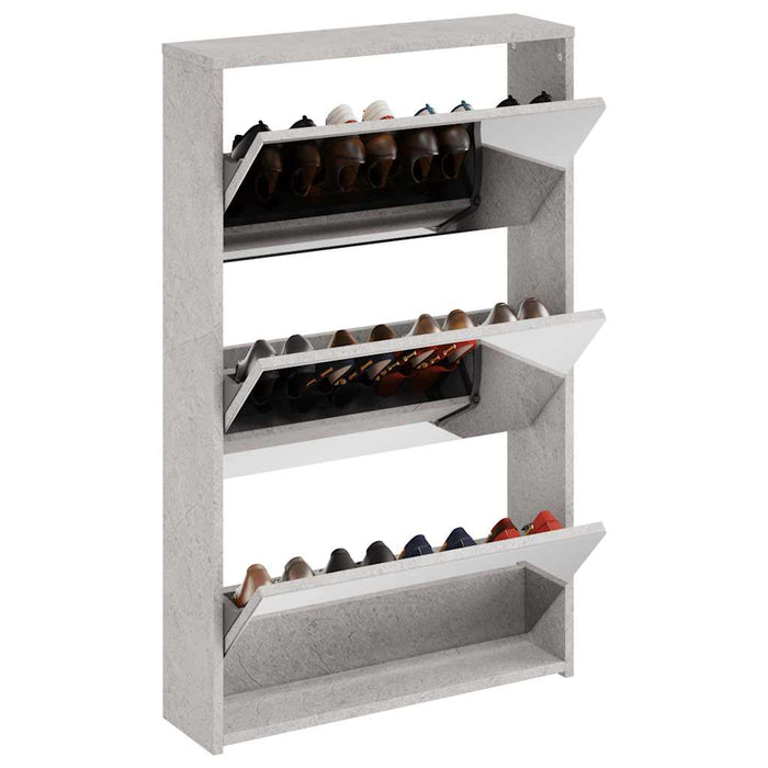 Pantofar cu oglindă, 3 niveluri, gri beton, 63x17x102,5 cm - WALTI WALTI