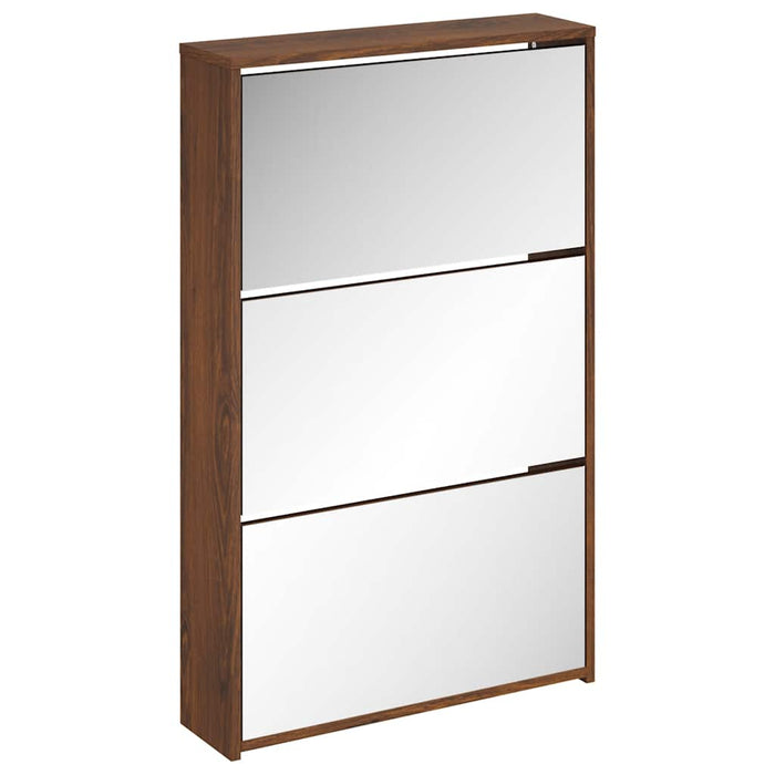 Pantofar cu oglindă, 3 niveluri, Stejar maro, 63x17x102,5 cm - WALTI WALTI
