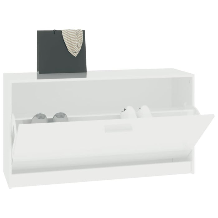 Bancheta pantofar, alb extralucios, 80x24x45 cm, lemn compozit - WALTI WALTI