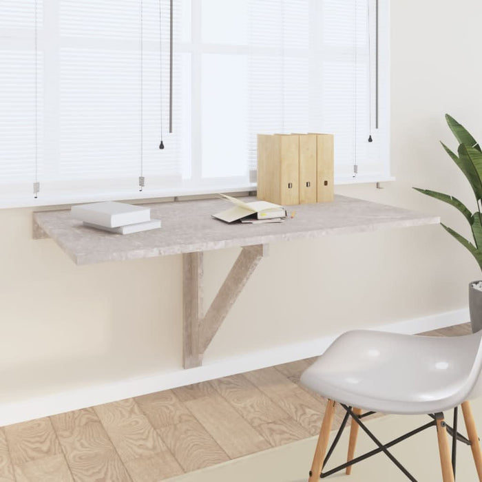 Masă de perete pliantă, gri beton, 100x60x56 cm, lemn compozit - WALTI WALTI
