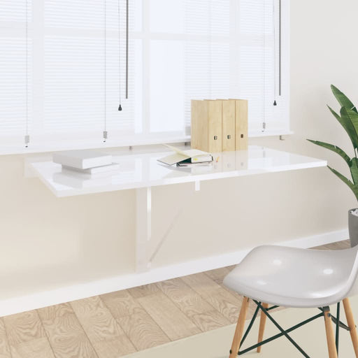 Masă perete pliantă alb extralucios 100x60x56 cm lemn compozit - WALTI WALTI