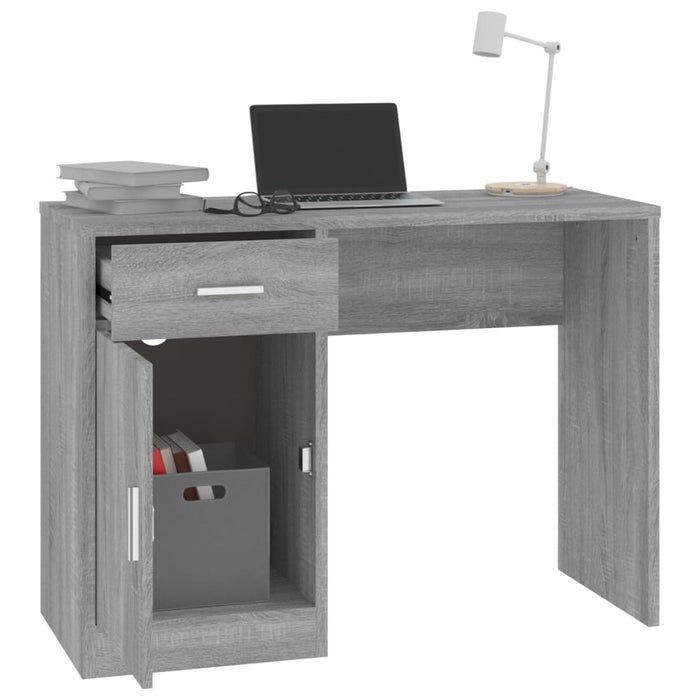Birou cu sertar și dulap gri sonoma 100x40x73 cm lemn prelucrat - WALTI WALTI