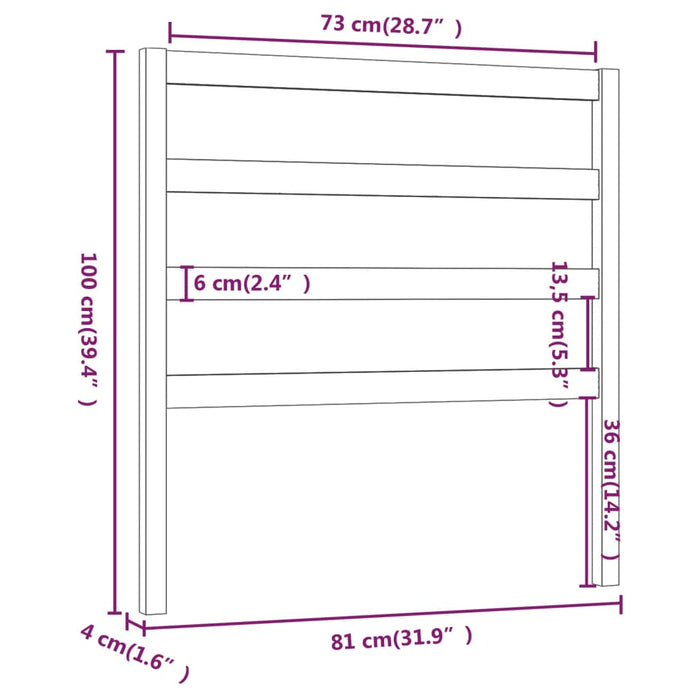 Tăblie de pat, gri, 81x4x100 cm, lemn masiv de pin - WALTI WALTI