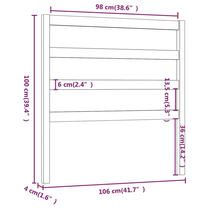 Tăblie de pat, gri, 106x4x100 cm, lemn masiv de pin - WALTI WALTI