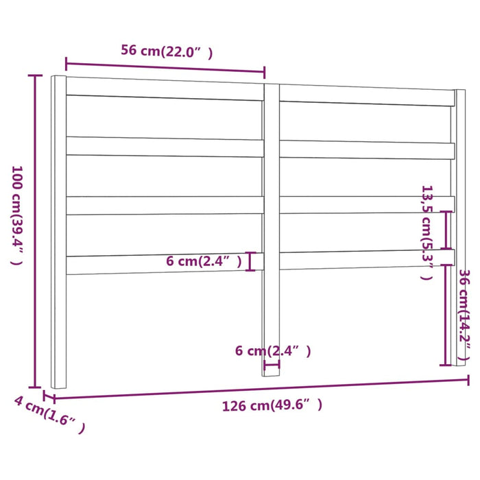 Tăblie de pat, gri, 126x4x100 cm, lemn masiv de pin - WALTI WALTI