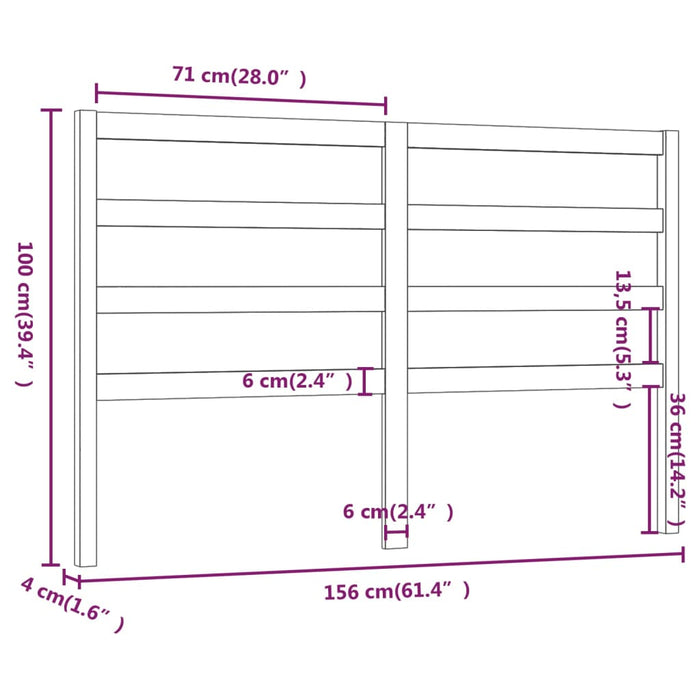 Tăblie de pat, gri, 156x4x100 cm, lemn masiv de pin - WALTI WALTI