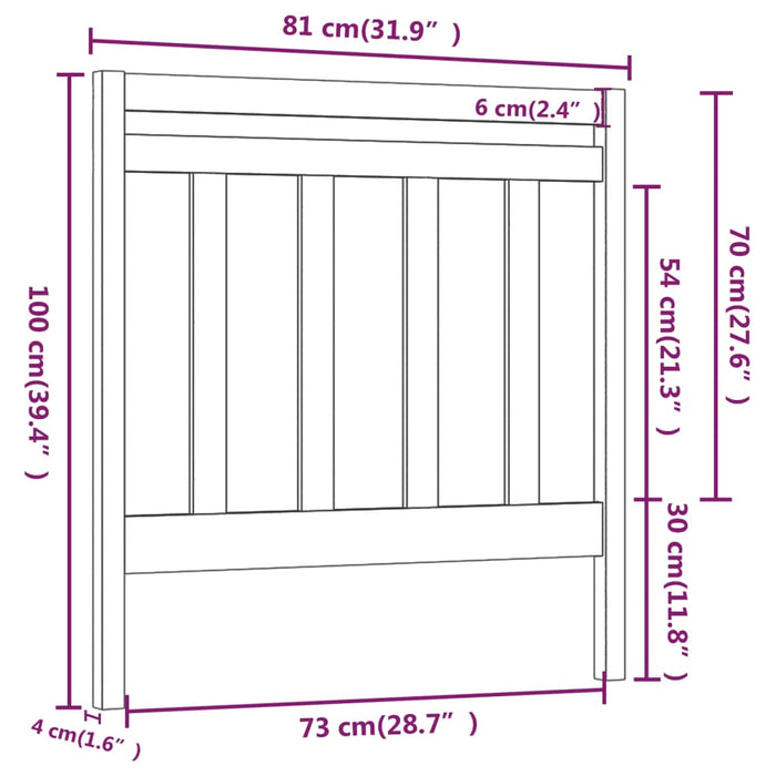 Tăblie de pat, gri, 81x4x100 cm, lemn masiv de pin - WALTI WALTI