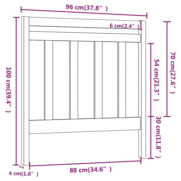 Tăblie de pat, gri, 96x4x100 cm, lemn masiv de pin - WALTI WALTI