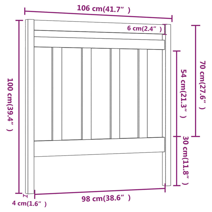 Tăblie de pat, gri, 106x4x100 cm, lemn masiv de pin - WALTI WALTI