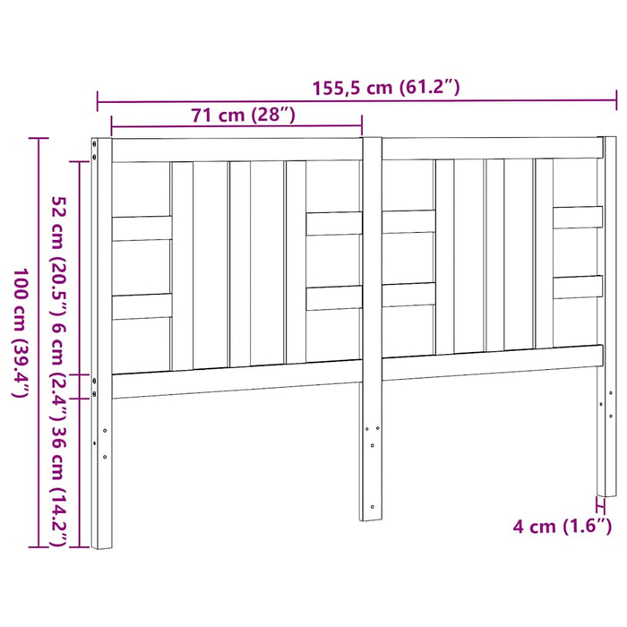 Tăblie de pat, alb, 156x4x100 cm, lemn masiv de pin WALTI