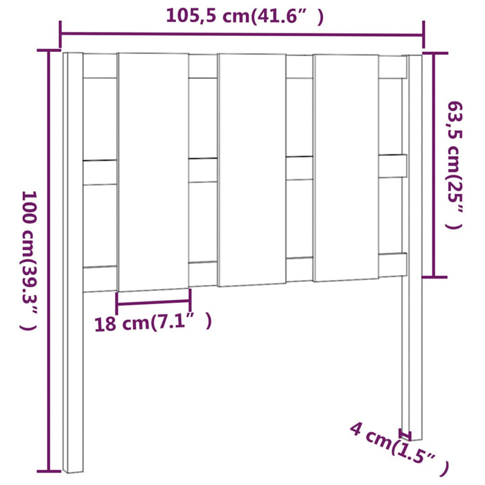 Tăblie de pat, gri, 105,5x4x100 cm, lemn masiv de pin - WALTI WALTI