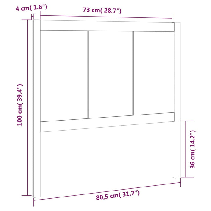 Tăblie de pat, gri, 80,5x4x100 cm, lemn masiv de pin - WALTI WALTI