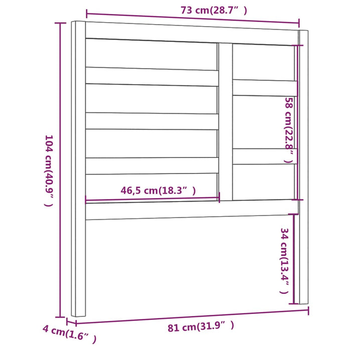 Tăblie de pat, alb, 81x4x104 cm, lemn masiv de pin - WALTI WALTI