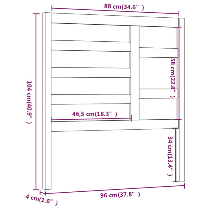 Tăblie de pat, gri, 96x4x104 cm, lemn masiv de pin - WALTI WALTI