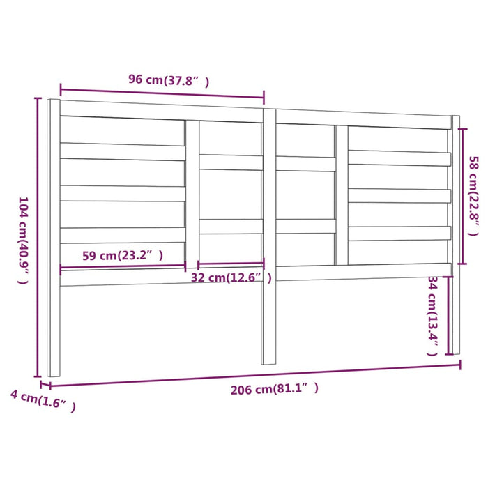 Tăblie de pat, alb, 206x4x104 cm, lemn masiv de pin - WALTI WALTI