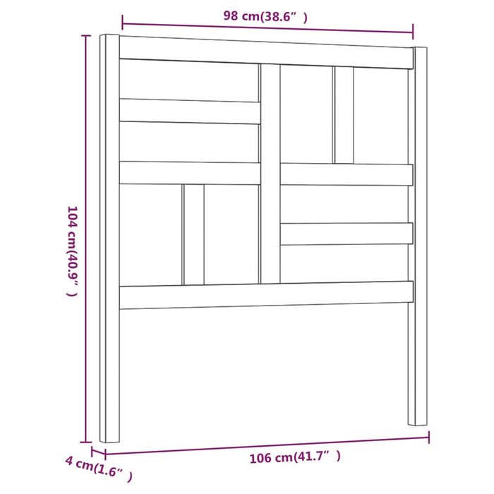 Tăblie de pat, gri, 106x4x104 cm, lemn masiv de pin - WALTI WALTI