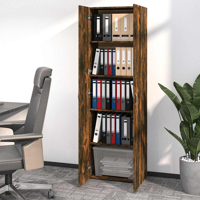 Dulap de birou stejar fumuriu 60x32x190 cm lemn prelucrat - WALTI WALTI