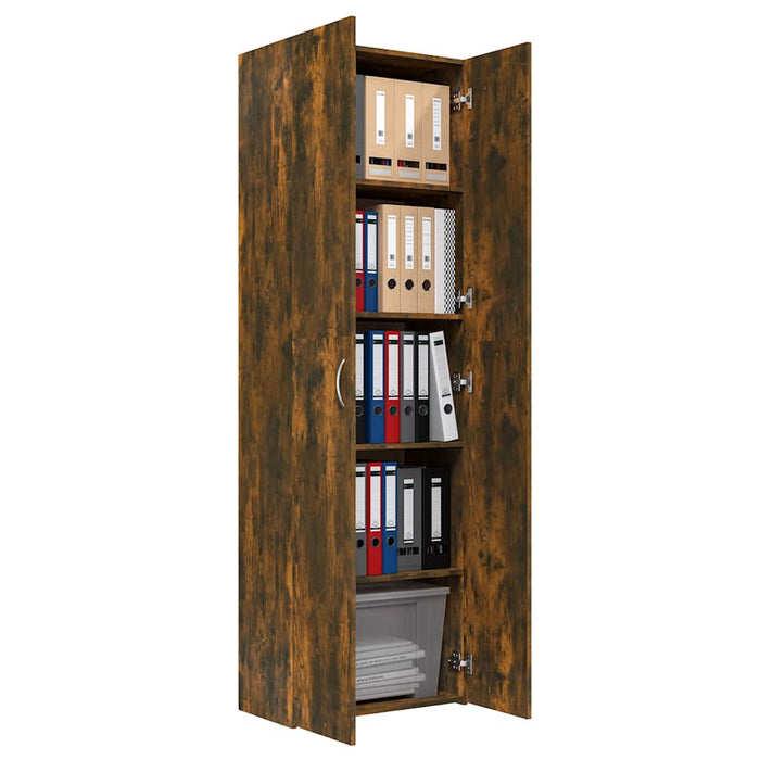 Dulap de birou stejar fumuriu 60x32x190 cm lemn prelucrat - WALTI WALTI