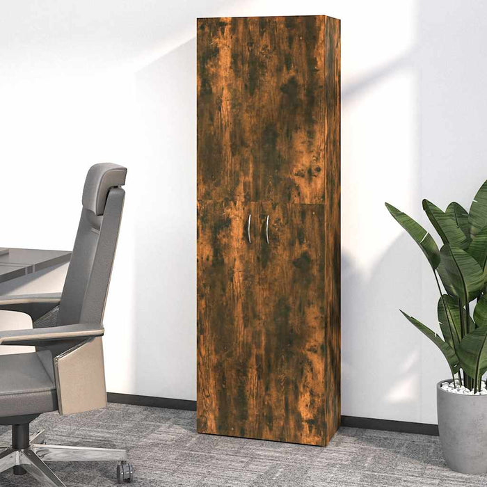 Dulap de birou stejar fumuriu 60x32x190 cm lemn prelucrat - WALTI WALTI