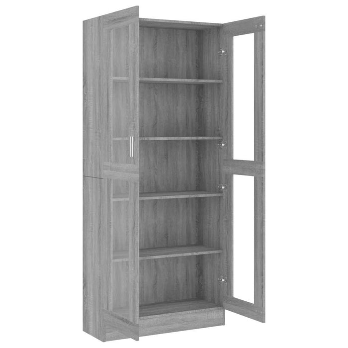 Dulap vitrină, gri sonoma, 82,5x30,5x185 cm, lemn prelucrat - WALTI WALTI
