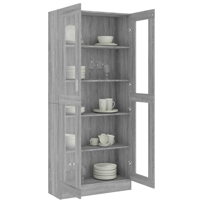 Dulap vitrină, gri sonoma, 82,5x30,5x185 cm, lemn prelucrat - WALTI WALTI