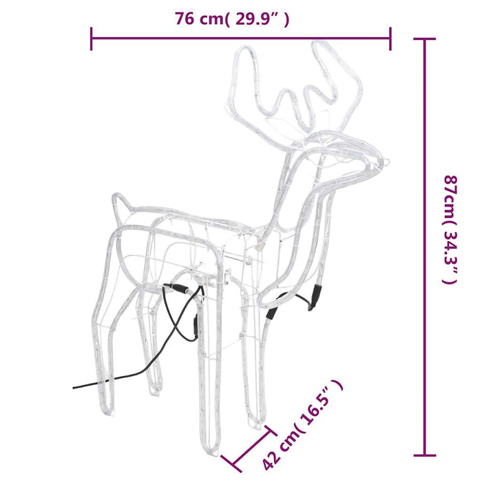 Figurină ren de Crăciun cu cap mobil, alb cald, 76x42x87 cm WALTI