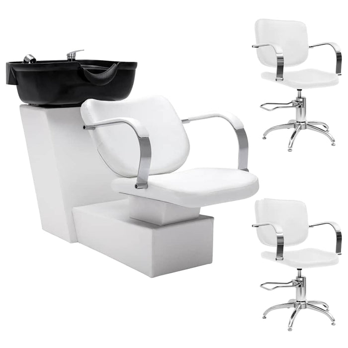 Unitate de șamponare cu scaune de salon, piele ecologică WALTI