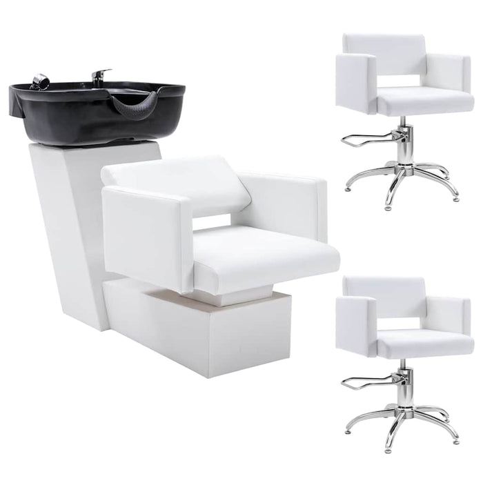 Unitate de șamponare cu scaune de salon, piele ecologică WALTI