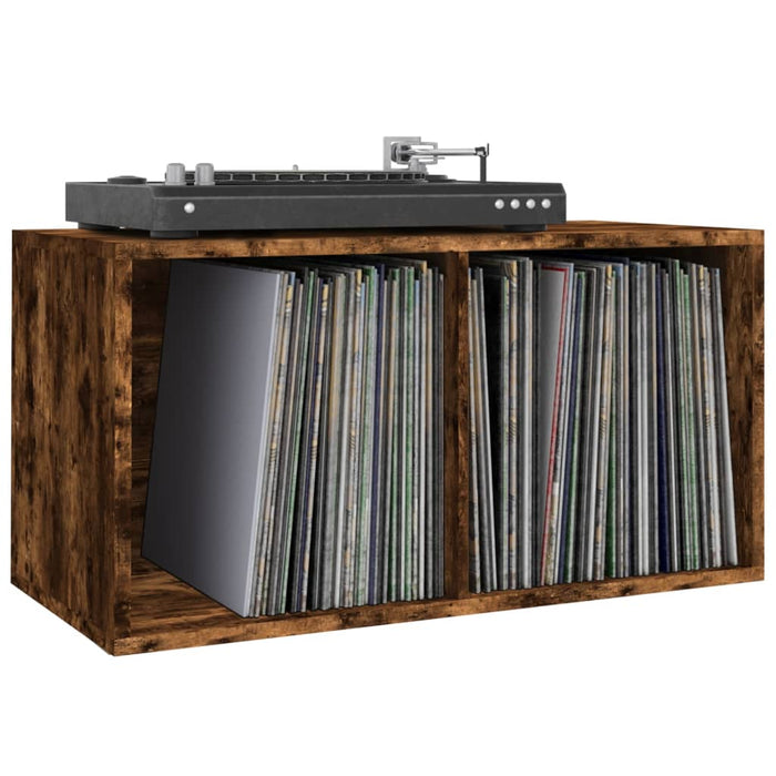 Cutie de depozitare viniluri, stejar fumuriu, 71x34x36 cm, lemn WALTI
