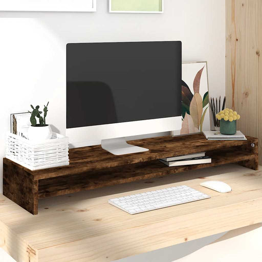 Suport pentru monitor stejar fumuriu 100x24x13cm lemn prelucrat - WALTI WALTI
