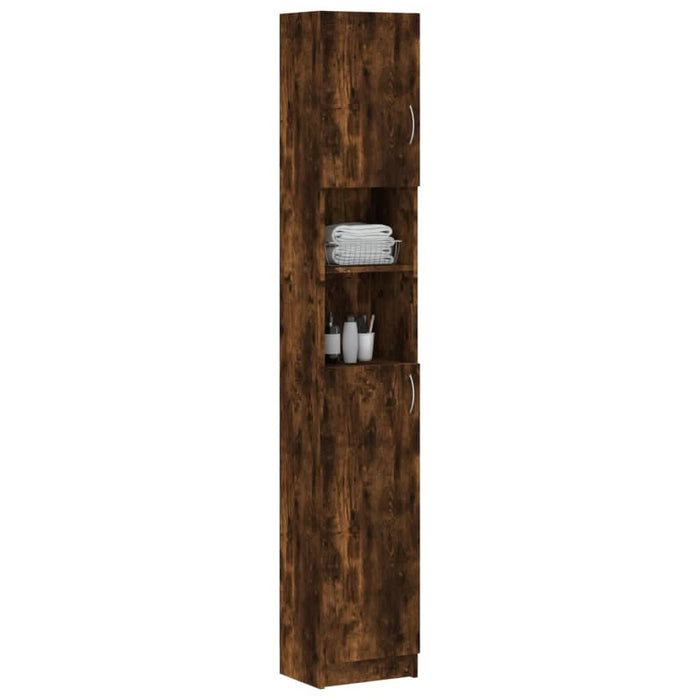 Dulap de baie, stejar fumuriu, 32x25,5x190 cm, lemn prelucrat - WALTI WALTI