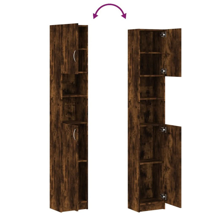 Dulap de baie, stejar fumuriu, 32x25,5x190 cm, lemn prelucrat - WALTI WALTI