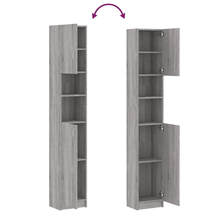 Dulap de baie, gri sonoma, 32x25,5x190 cm, lemn prelucrat - WALTI WALTI