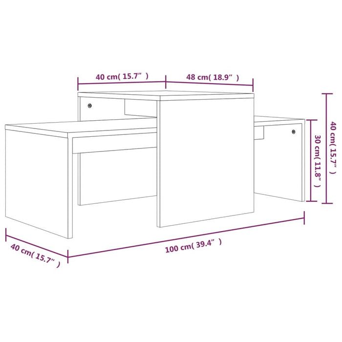 Set măsuță de cafea, gri sonoma, 100x48x40 cm, lemn prelucrat - WALTI WALTI