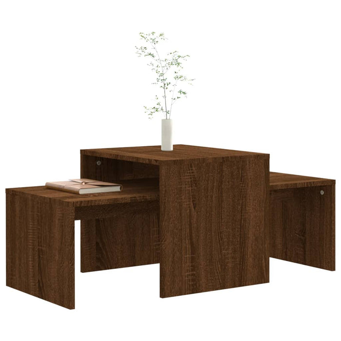 Set măsuțe de cafea, stejar maro, 100x48x40 cm, lemn prelucrat WALTI