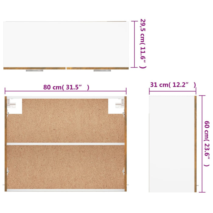 Dulap suspendat, stejar fumuriu, 80x31x60 cm, lemn prelucrat WALTI