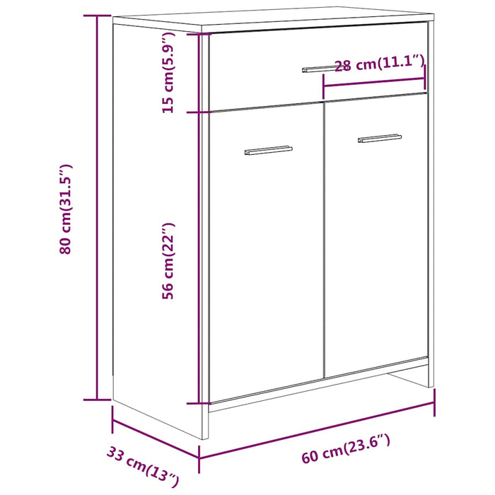 Dulap de baie, stejar maro, 60x33x80 cm, lemn prelucrat WALTI