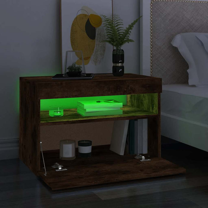 Comodă TV cu lumini LED, stejar fumuriu, 60x35x40 cm - WALTI WALTI
