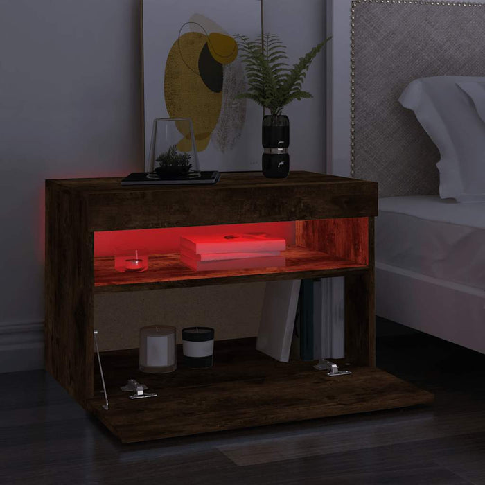 Comodă TV cu lumini LED, stejar fumuriu, 60x35x40 cm - WALTI WALTI