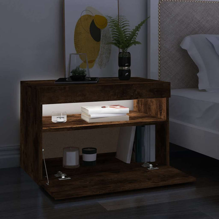 Comodă TV cu lumini LED, stejar fumuriu, 60x35x40 cm - WALTI WALTI